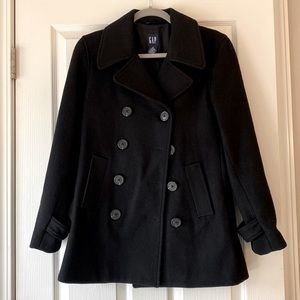 Gap Classic Wool Peacoat, Black, XS